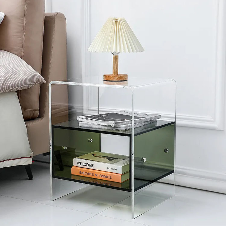 Home Decor On Wheels - ！@Clear Acrylic Bedside Table With extra