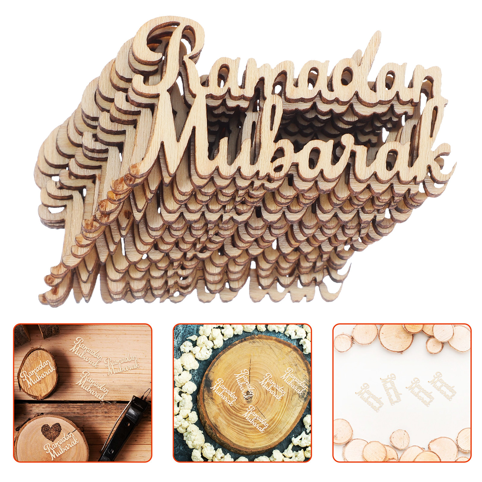 Home Decor Ramadan - 15Pcs Ramadan Mubarak Wood Piece Decor