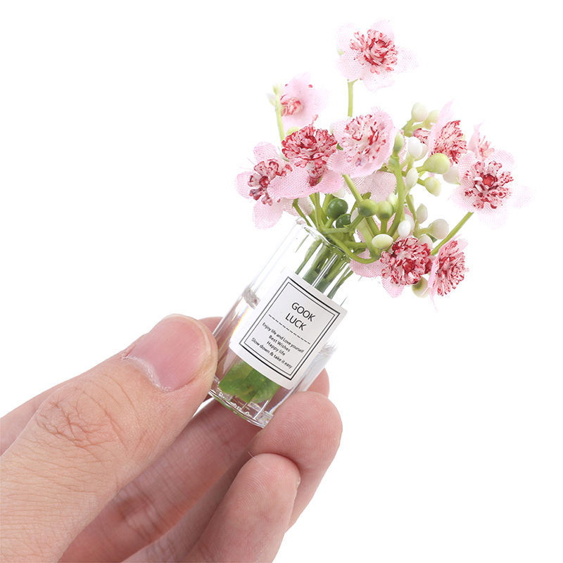 Home Decor Resin - 1:12 Dollhouse Miniature Jasmine Pink Flower