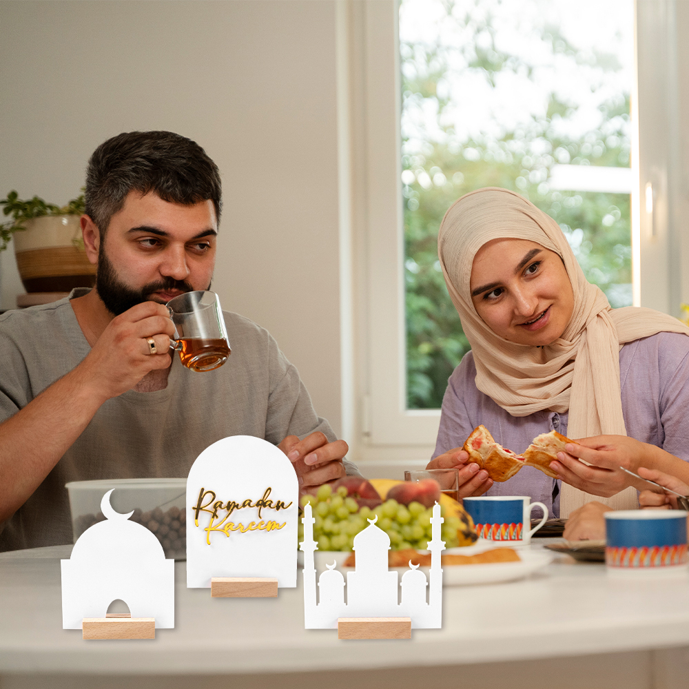 Home Decor Ramadan - 3Pcs Ramadan Kareem Islamic Mosque with