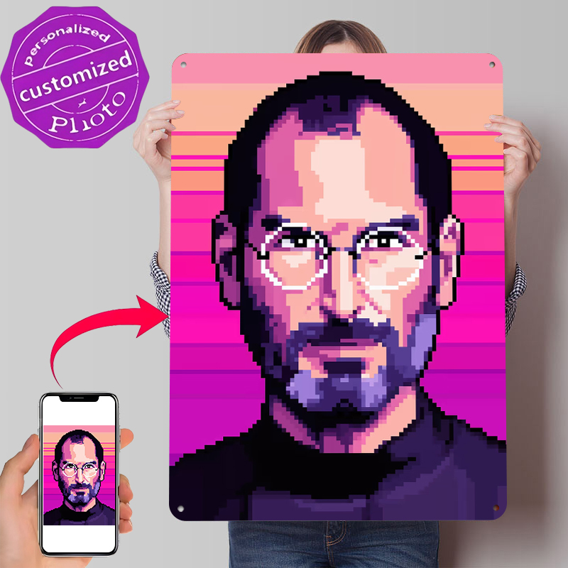 Home Decor Jobs - Pixel Art Steve Jobs Tin Poster