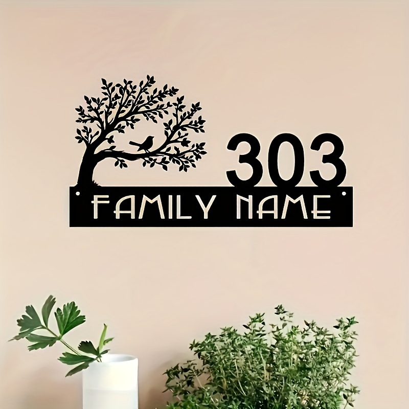 Home Decor Trends - Custom Metal Address Sign with Tree&Bird