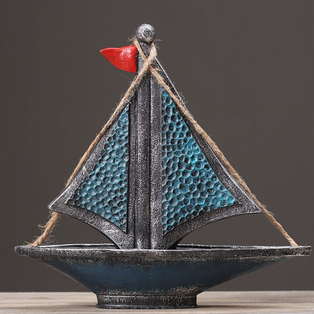 Home Decor Store - Creative Sailing Ornament Blue Resin Material