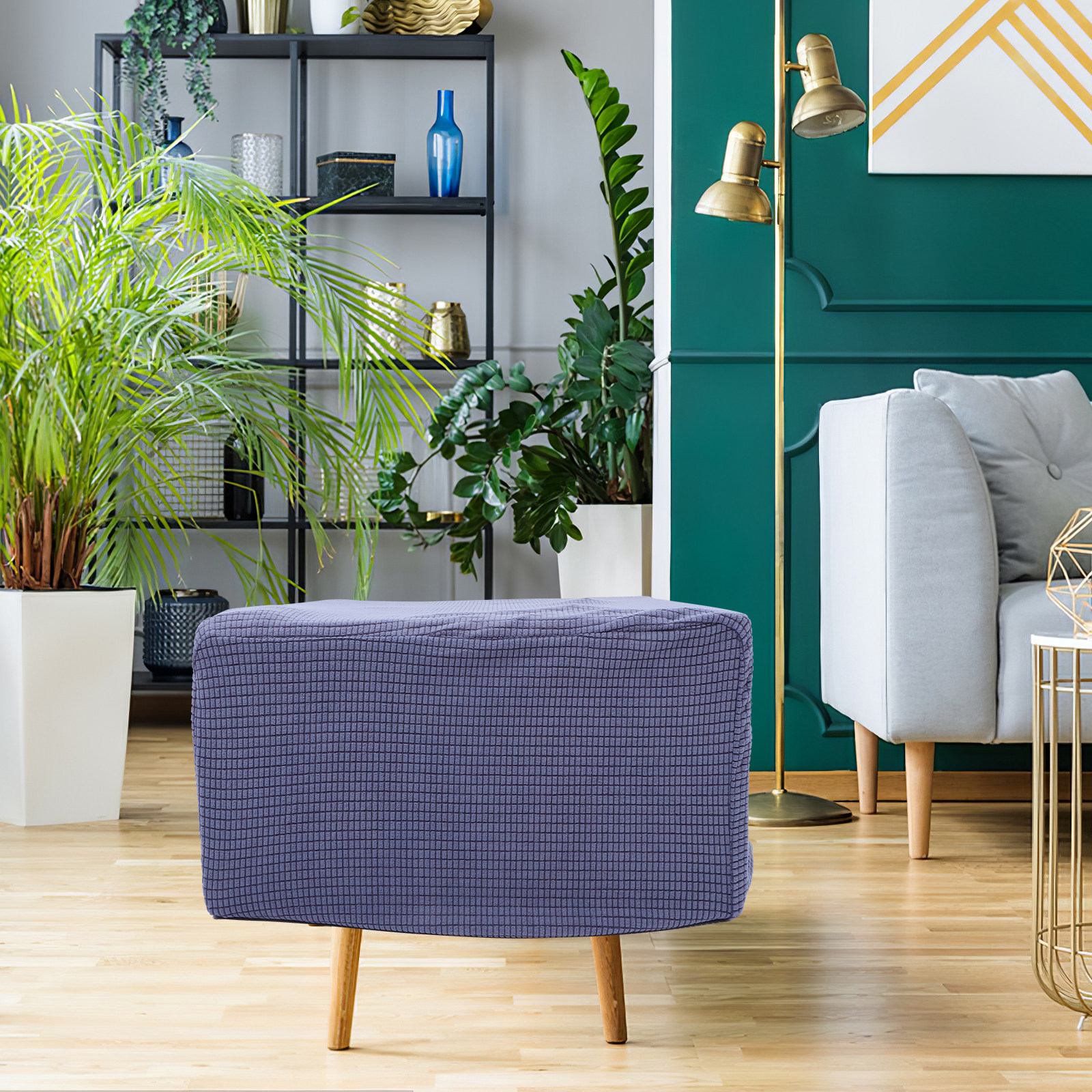 Home Decor Sofa - Stretchable Square Stool Cover Solid Color