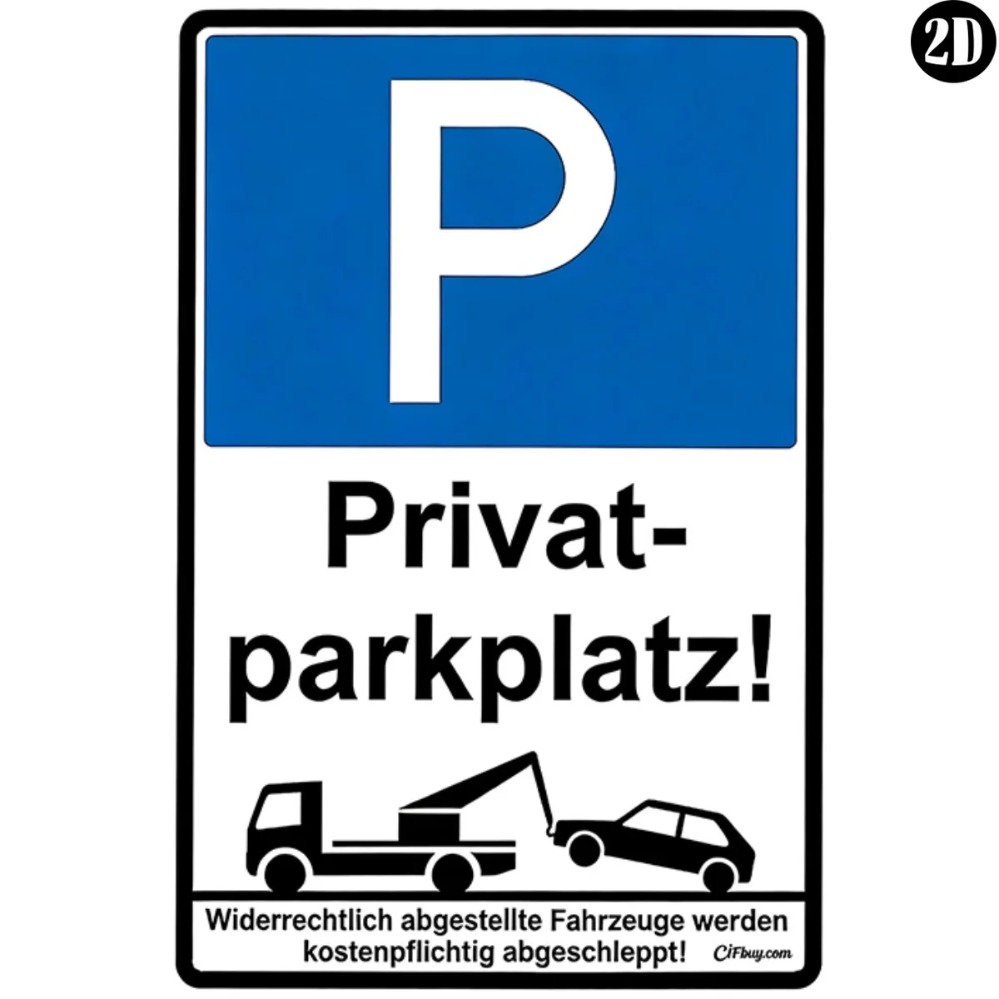 Germany Home Decor - German Privatparkplatz No Parking Metal Sign