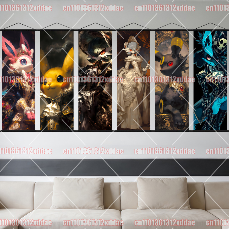 Canvas Painting - Pokémon Anime Scroll Painting Lucario Eevee