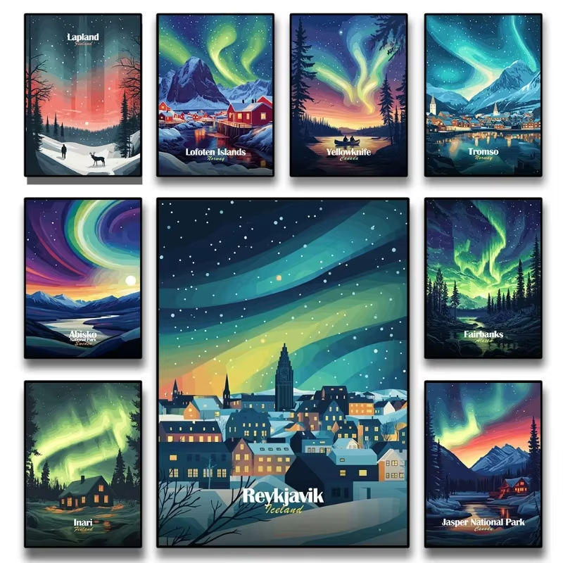 Home Decor Canada - Northern Lights Over Winter Forest Diamond