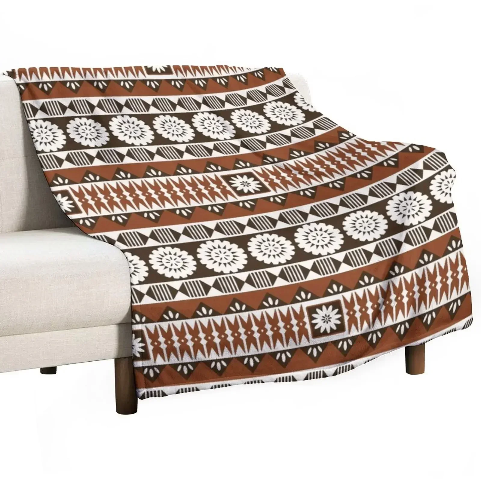 Neutral Throw Blanket - Fijian Masi 2 - Neutrals Throw