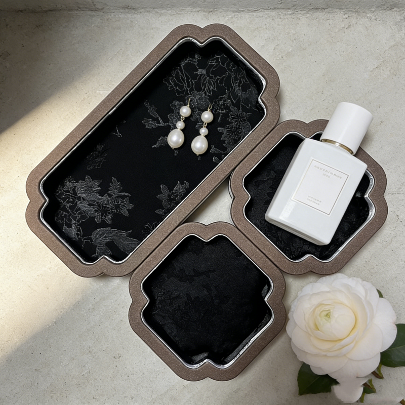 Ceramic Trinket Dish - Luxury Court-Style Jewelry Display Box, Jade