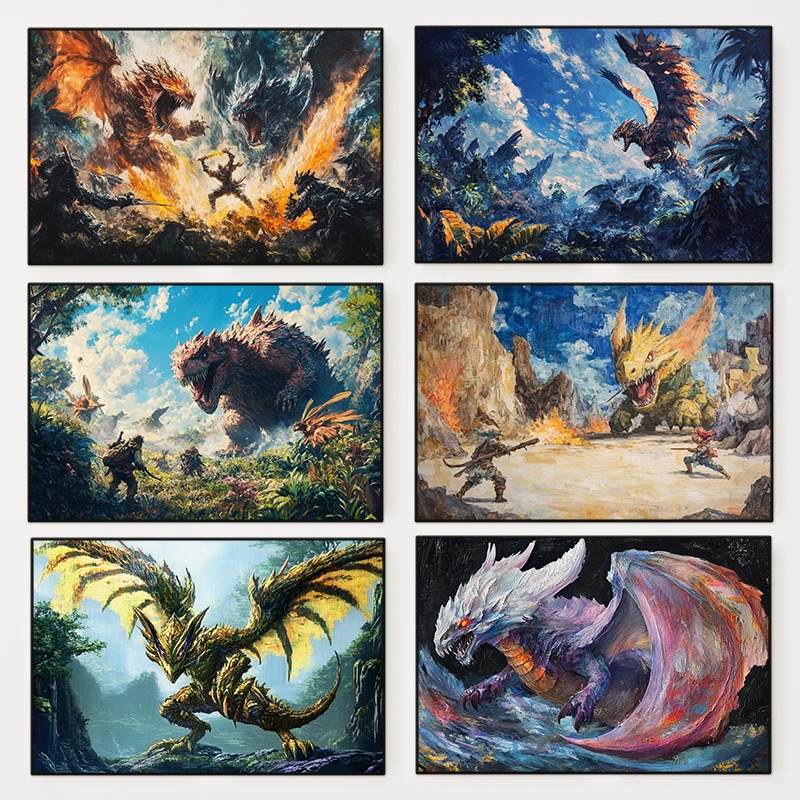 Home Decor Games Free - 1pc frameless Monster Hunter Ai World