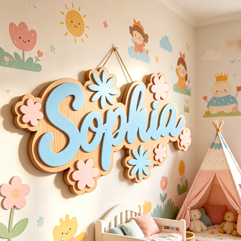 Home Decor For Wedding - Personalized Floral Themed Name Room Sign,