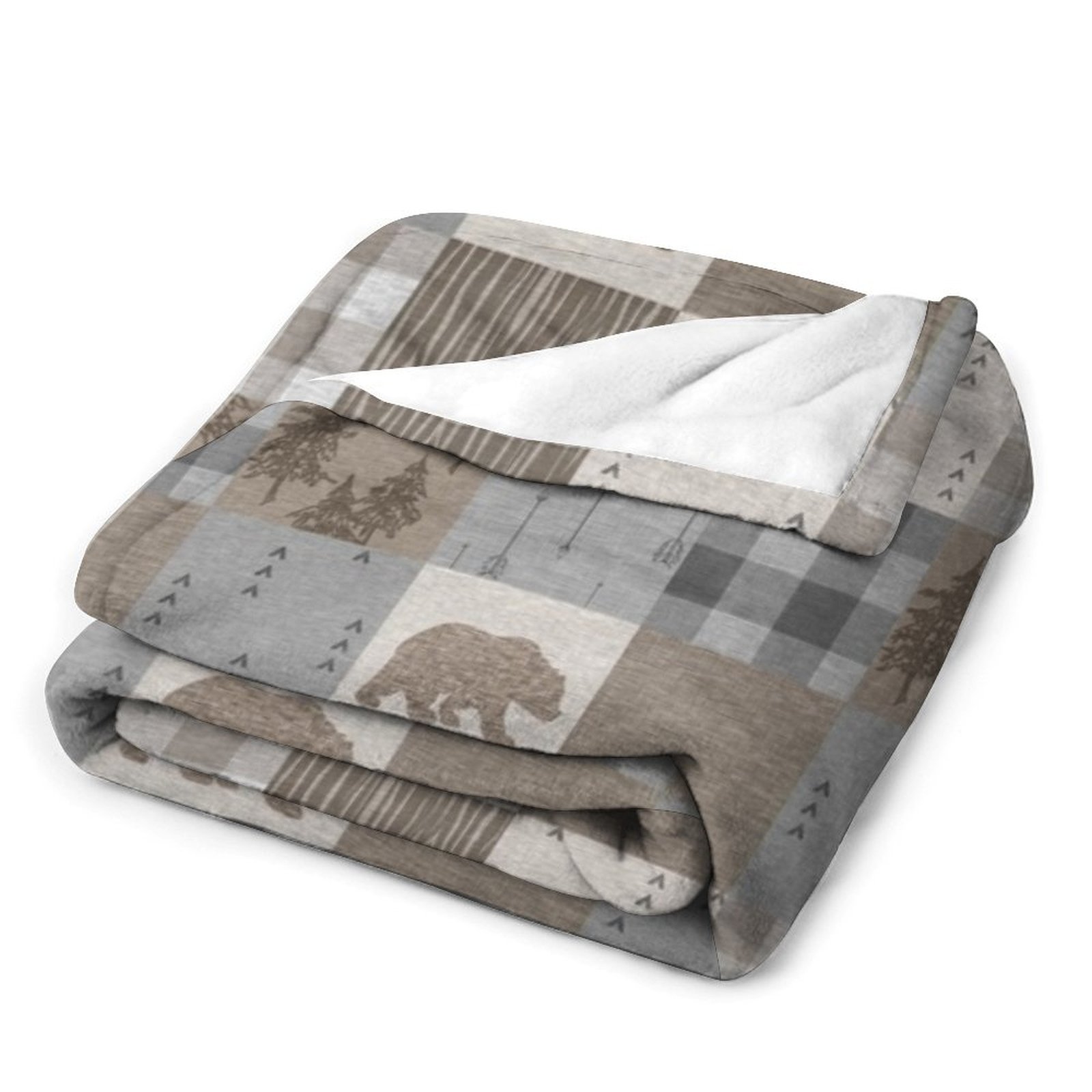 Bear Patchwork - Rustic Neutra – Neutral Throw Blanket recenzja i cena