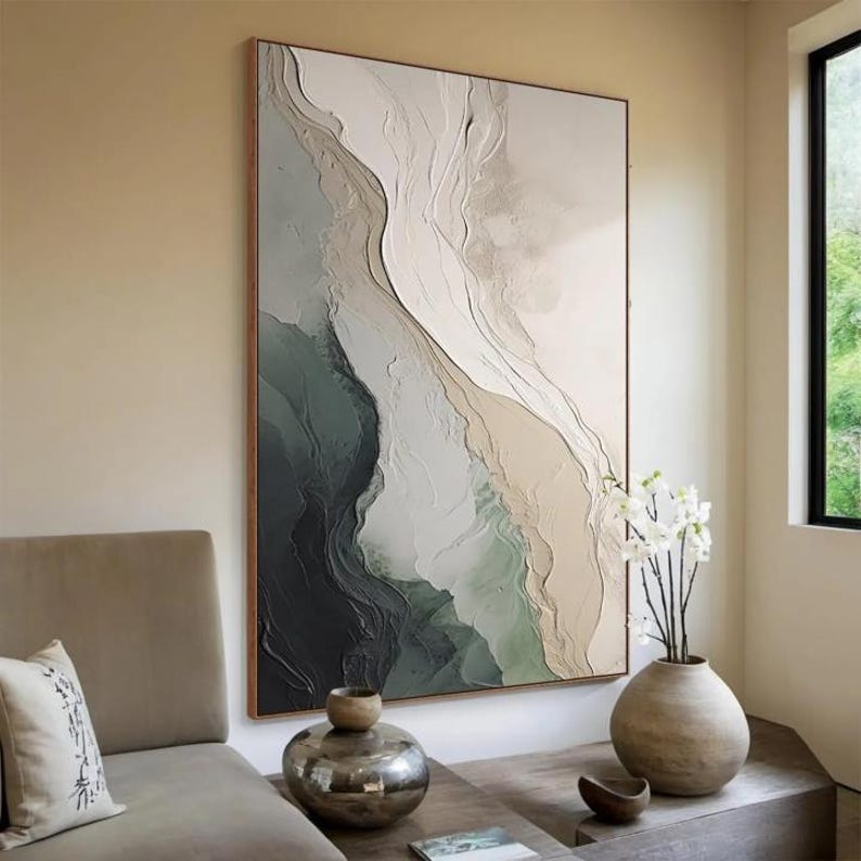 Hand-Painted Green Abstract Te – Abstract Oil Painting recenzja i cena
