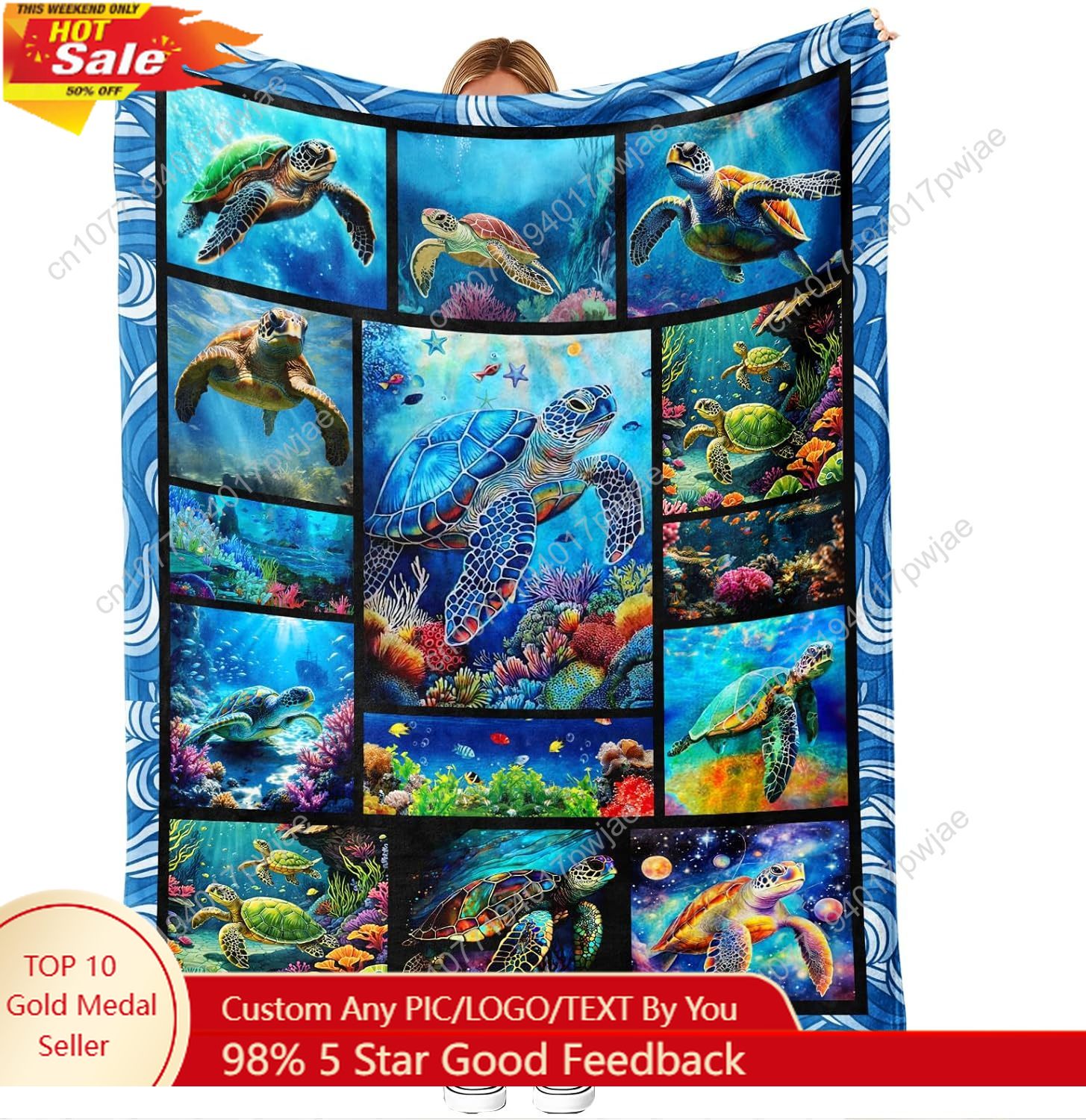 Sea Turtle Flannel Throw Blank – Home Decor Sofa recenzja i cena