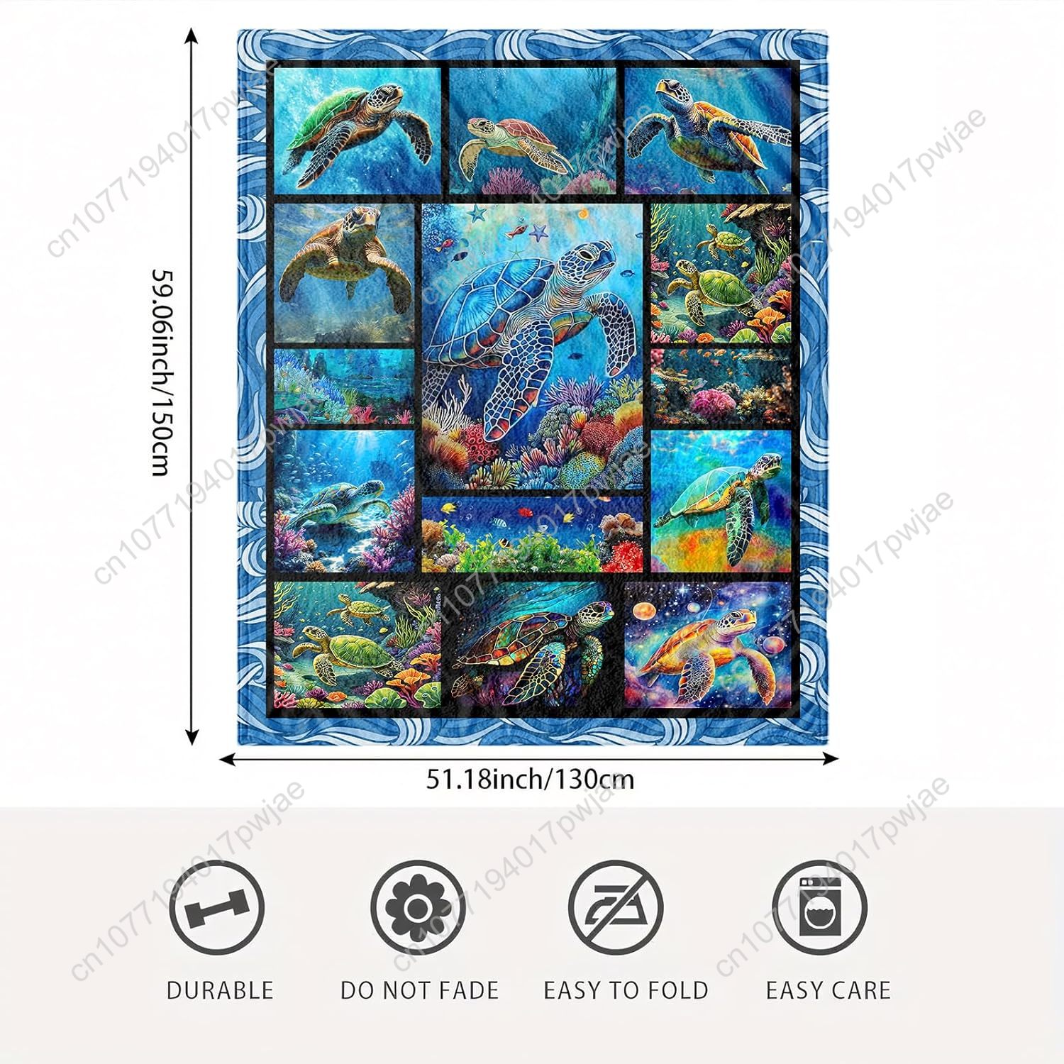 Sea Turtle Flannel Throw Blank – Home Decor Sofa recenzja i cena
