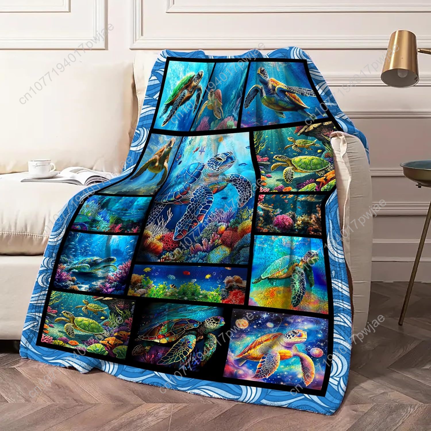 Sea Turtle Flannel Throw Blank – Home Decor Sofa recenzja i cena