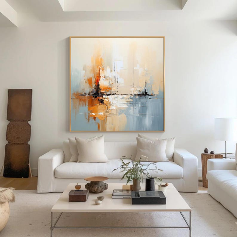 Original Hand-Painted Blue Bei – Abstract Oil Painting recenzja i cena