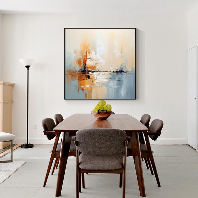 Original Hand-Painted Blue Bei – Abstract Oil Painting recenzja i cena