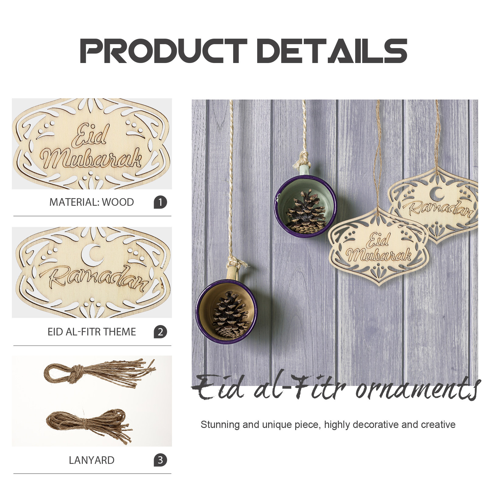 20Pcs Wooden Eid Hanging Ornam – Home Decor Ramadan recenzja i cena