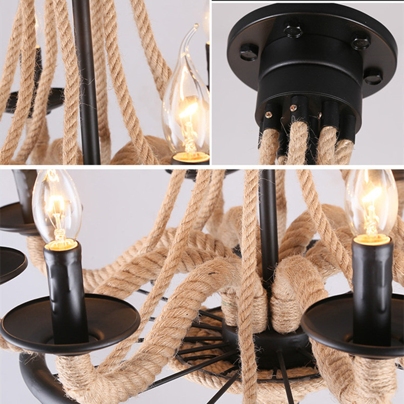 Retro Metal chandelier Hemp Ro – Home Decor On Wheels recenzja i cena