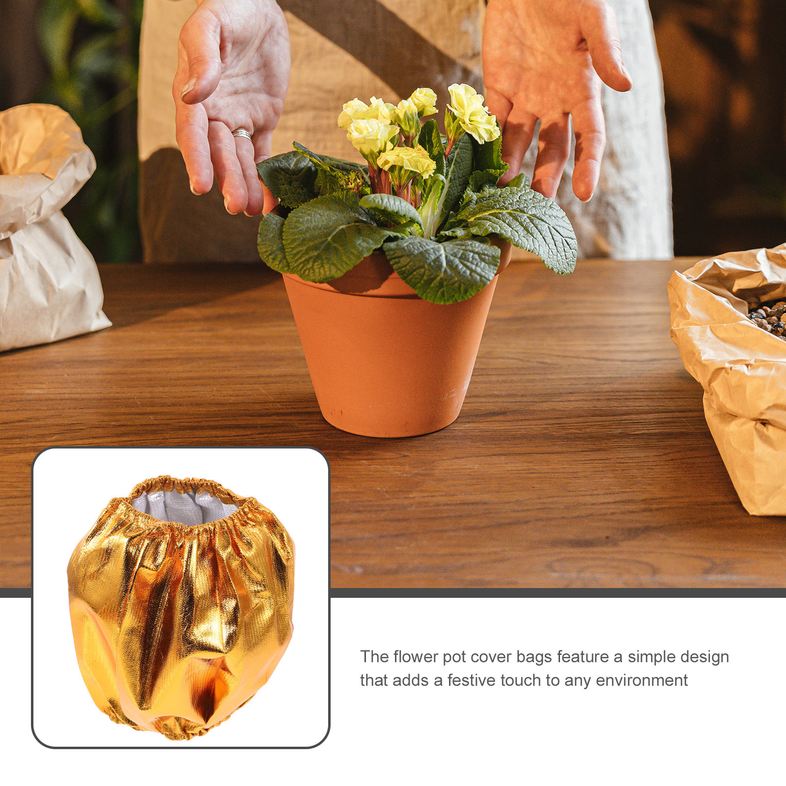 2Pcs Gold Fabric Flower Pot Co – Home Decor Store recenzja i cena