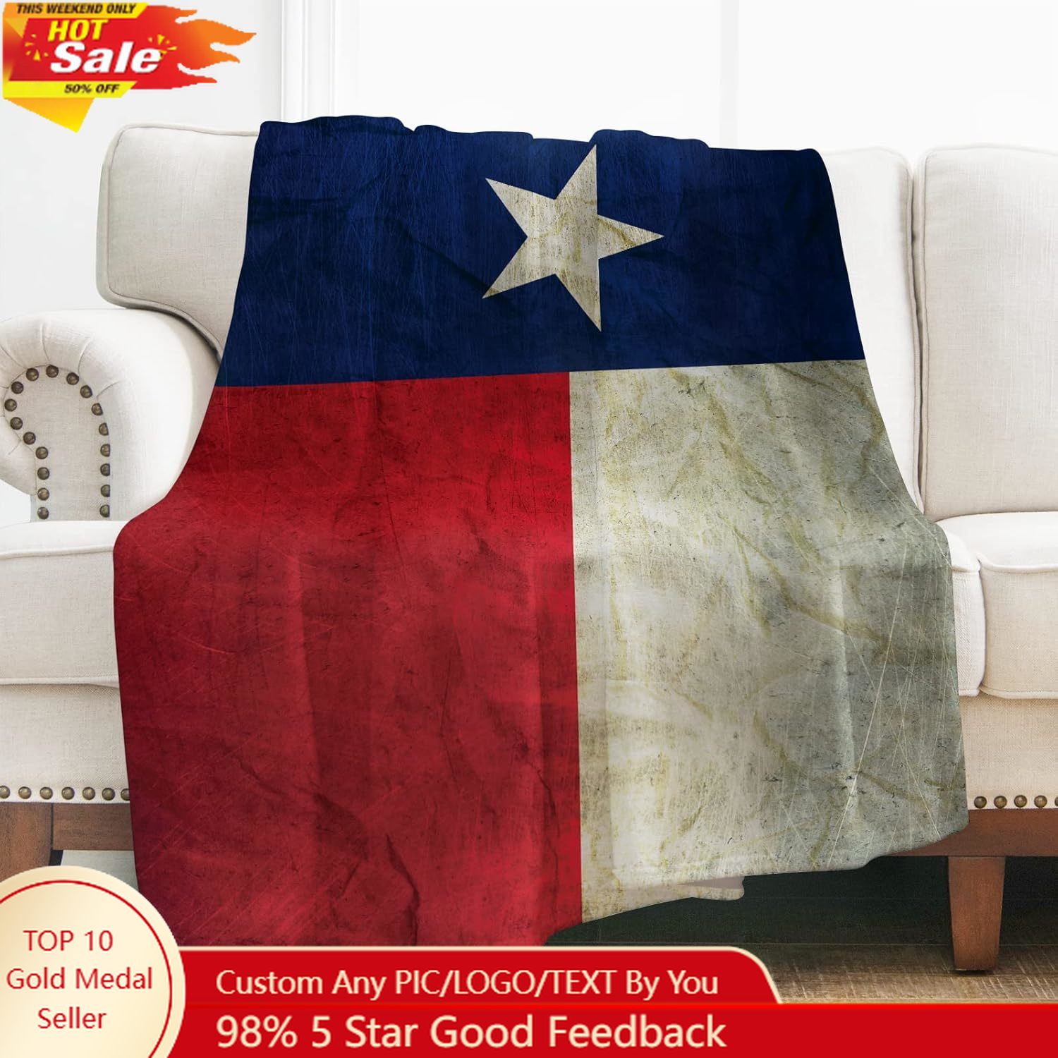 Levens Texas Flag Throw Blanke – Home Decor Sofa recenzja i cena