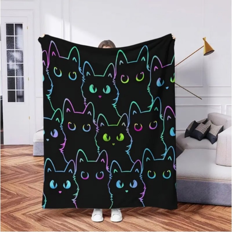VIKAMA Cartoon Black Cat Flann – Home Decor Sofa recenzja i cena