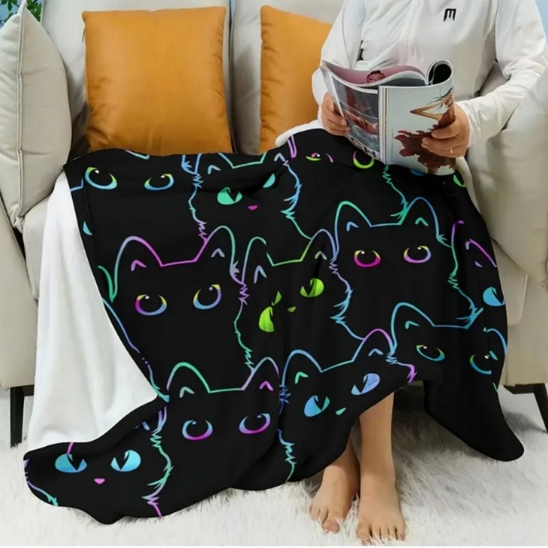 VIKAMA Cartoon Black Cat Flann – Home Decor Sofa recenzja i cena