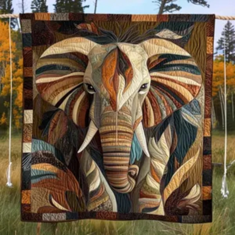 Elephant Quilt – Quilted Blank – Neutral Throw Blanket recenzja i cena