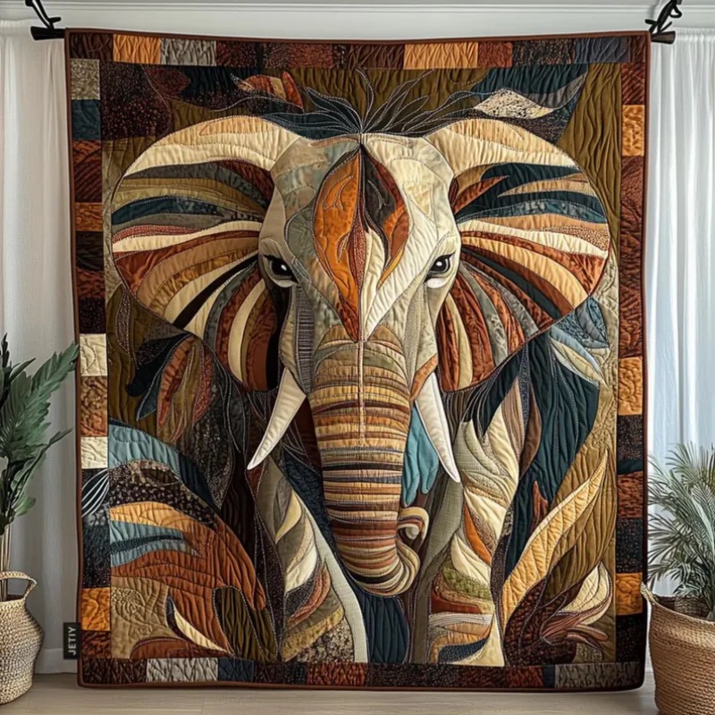 Elephant Quilt – Quilted Blank – Neutral Throw Blanket recenzja i cena
