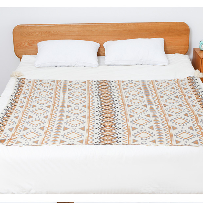 Bohemian Geometric Throw Blank – Neutral Throw Blanket recenzja i cena