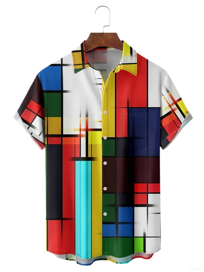 Men Shirts 3d Geometric Art Co – Abstract Oil Painting recenzja i cena