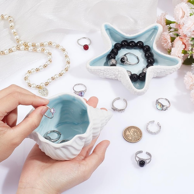 2 Pcs Ceramic Jewelry Tray Con – Ceramic Trinket Dish recenzja i cena