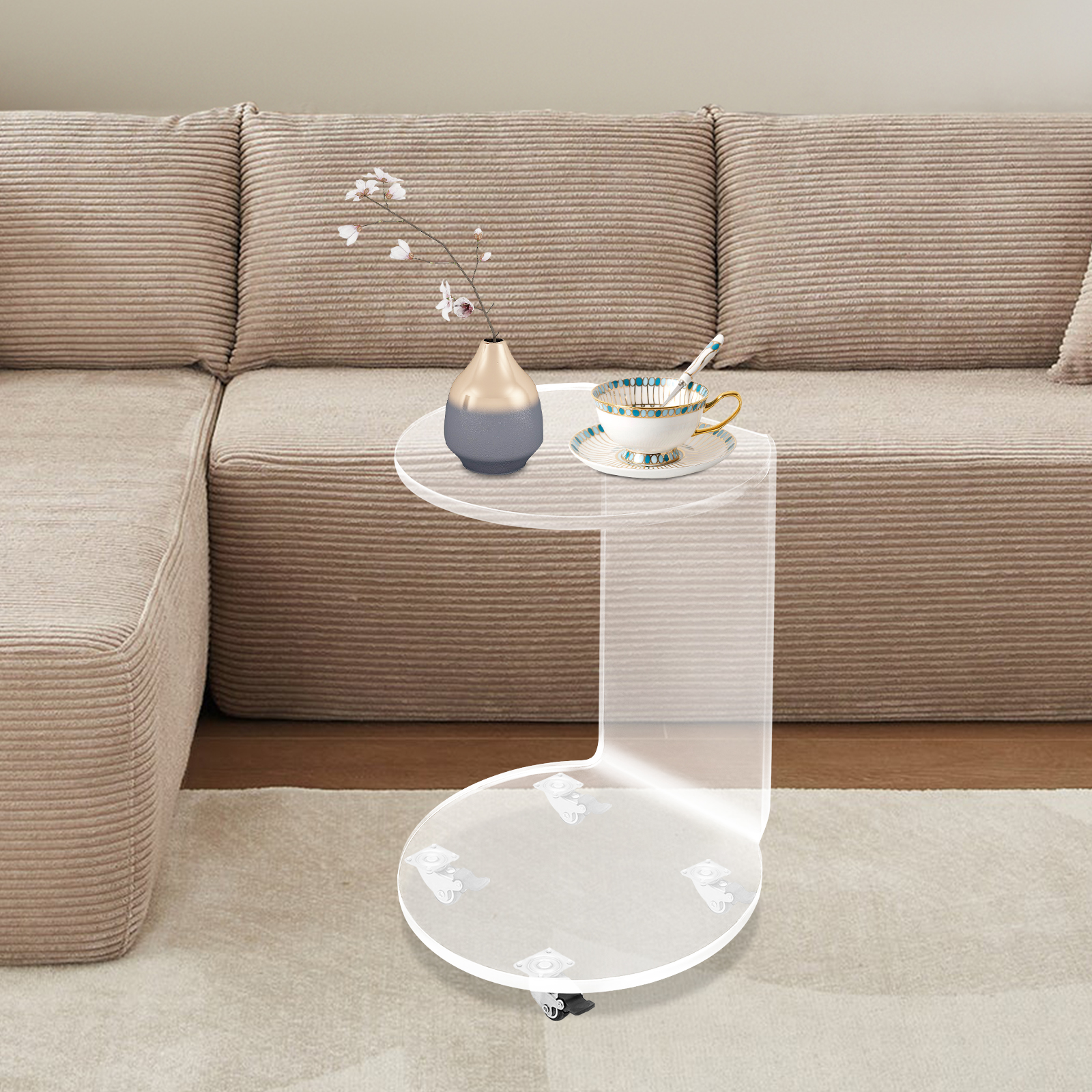 C-Shaped Round Acrylic Side So – Home Decor On Wheels recenzja i cena