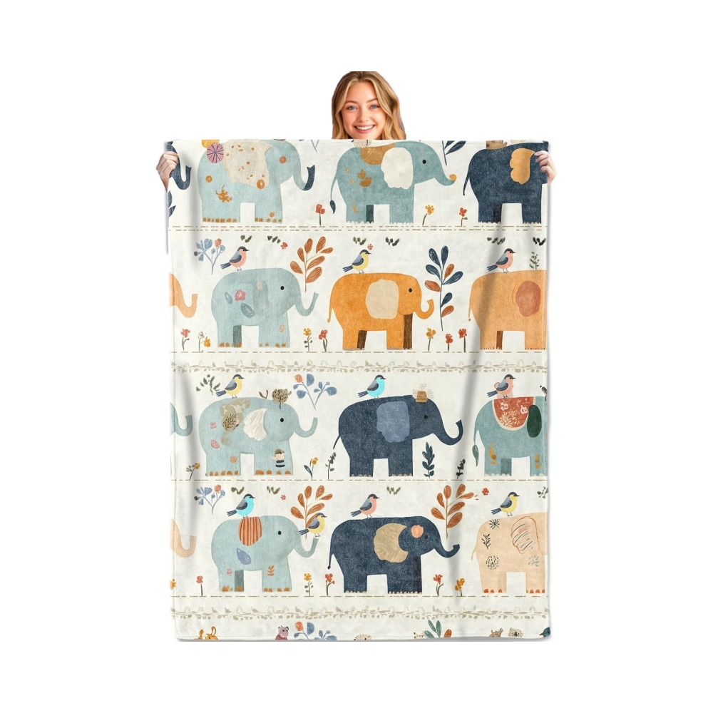 VIKAMA Sage Green Baby Elephan – Neutral Throw Blanket recenzja i cena