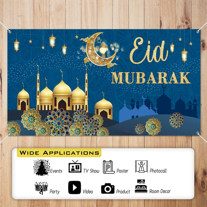 VIKAMA Eid Al Fitr Blue Banner – Home Decor Ramadan recenzja i cena