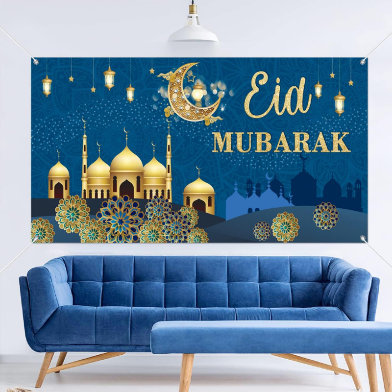VIKAMA Eid Al Fitr Blue Banner – Home Decor Ramadan recenzja i cena