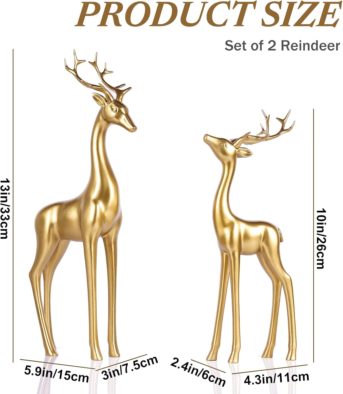 Large Gold Reindeer Figurines, – Home Decor Resin recenzja i cena