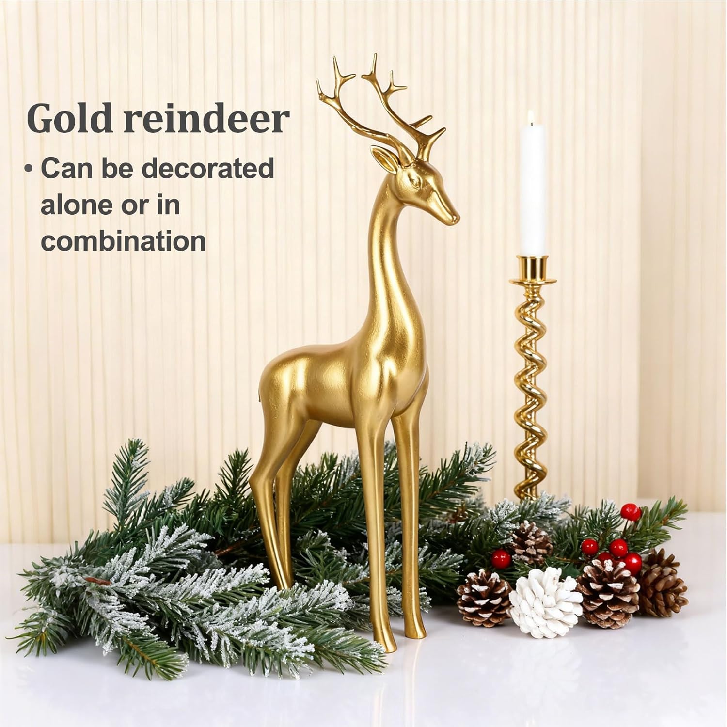 Large Gold Reindeer Figurines, – Home Decor Resin recenzja i cena