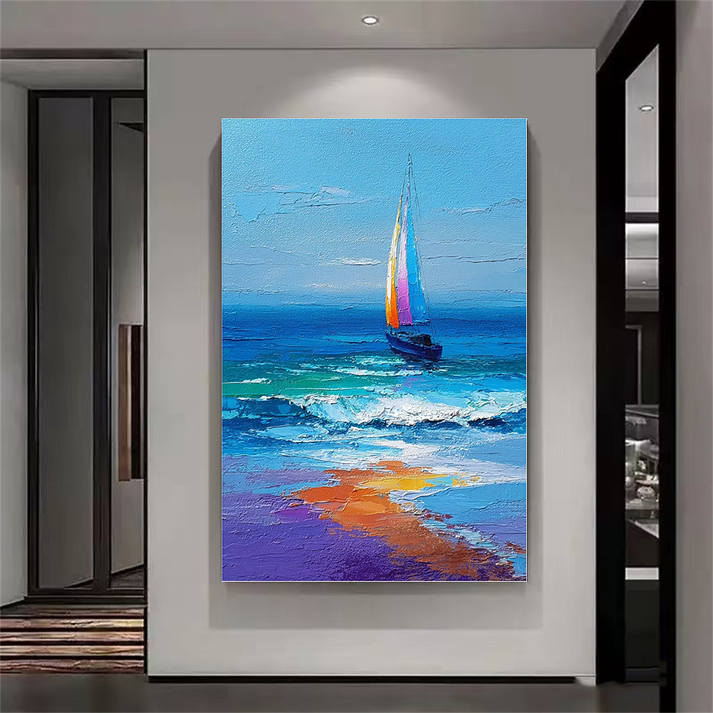 Hand-Painted Sailboat Seascape – Home Decor Color Palettes recenzja i cena