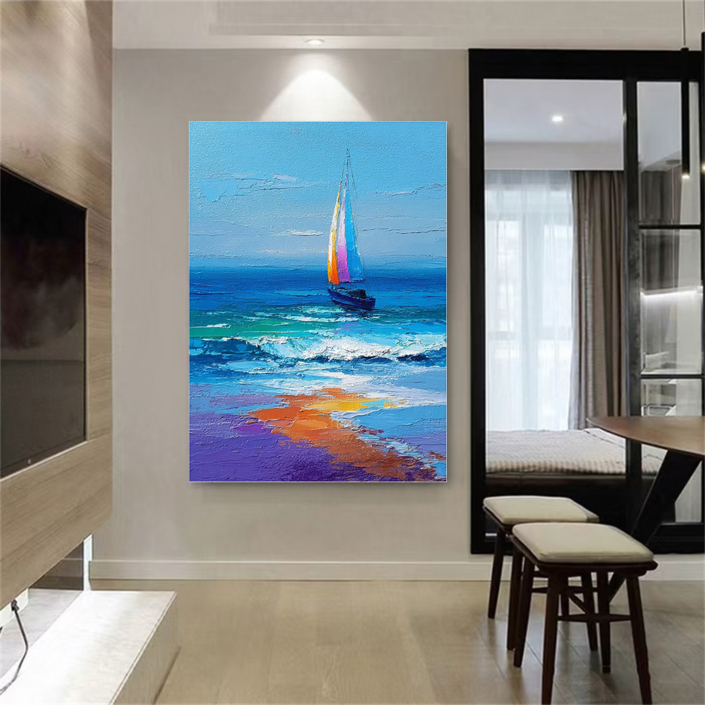 Hand-Painted Sailboat Seascape – Home Decor Color Palettes recenzja i cena