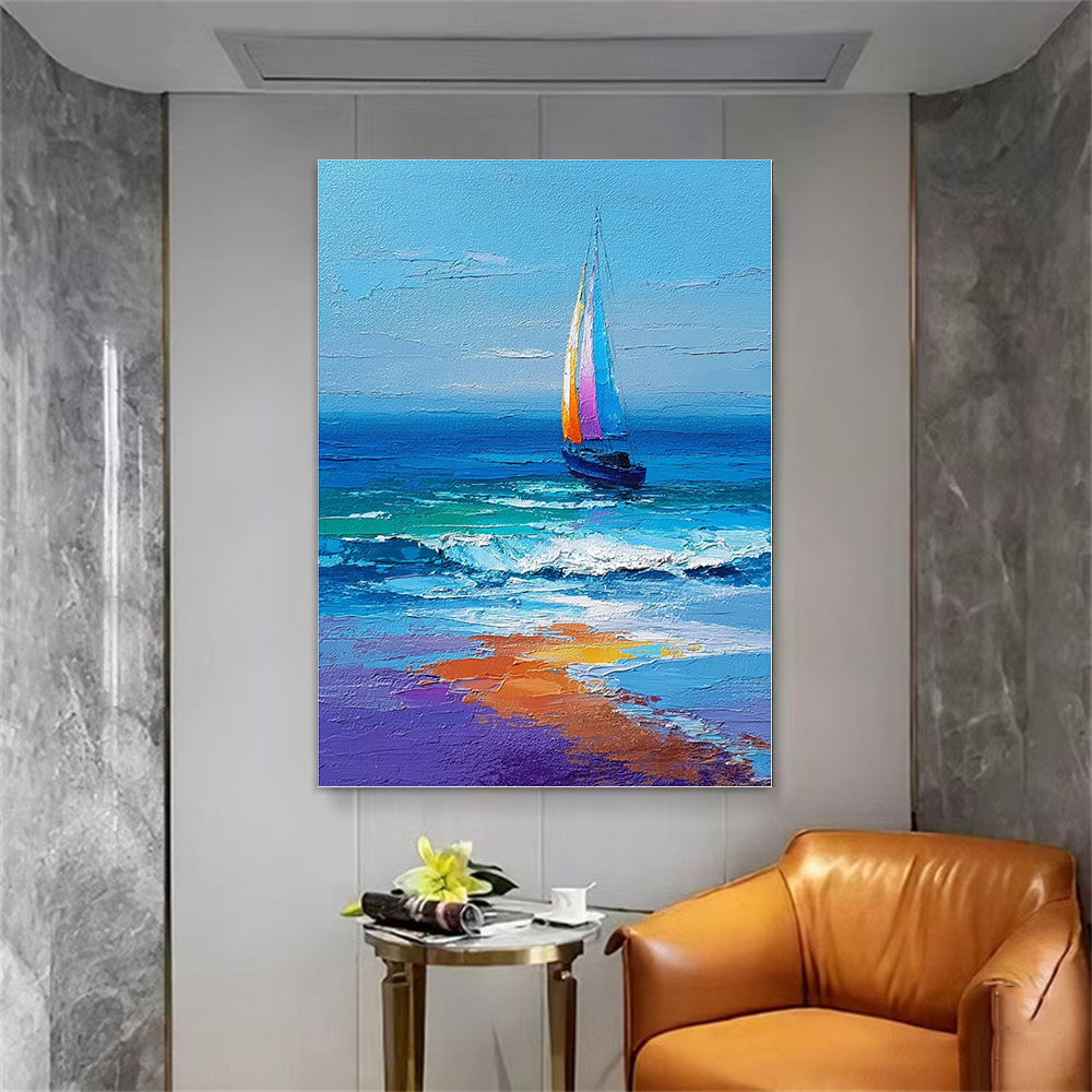 Hand-Painted Sailboat Seascape – Home Decor Color Palettes recenzja i cena