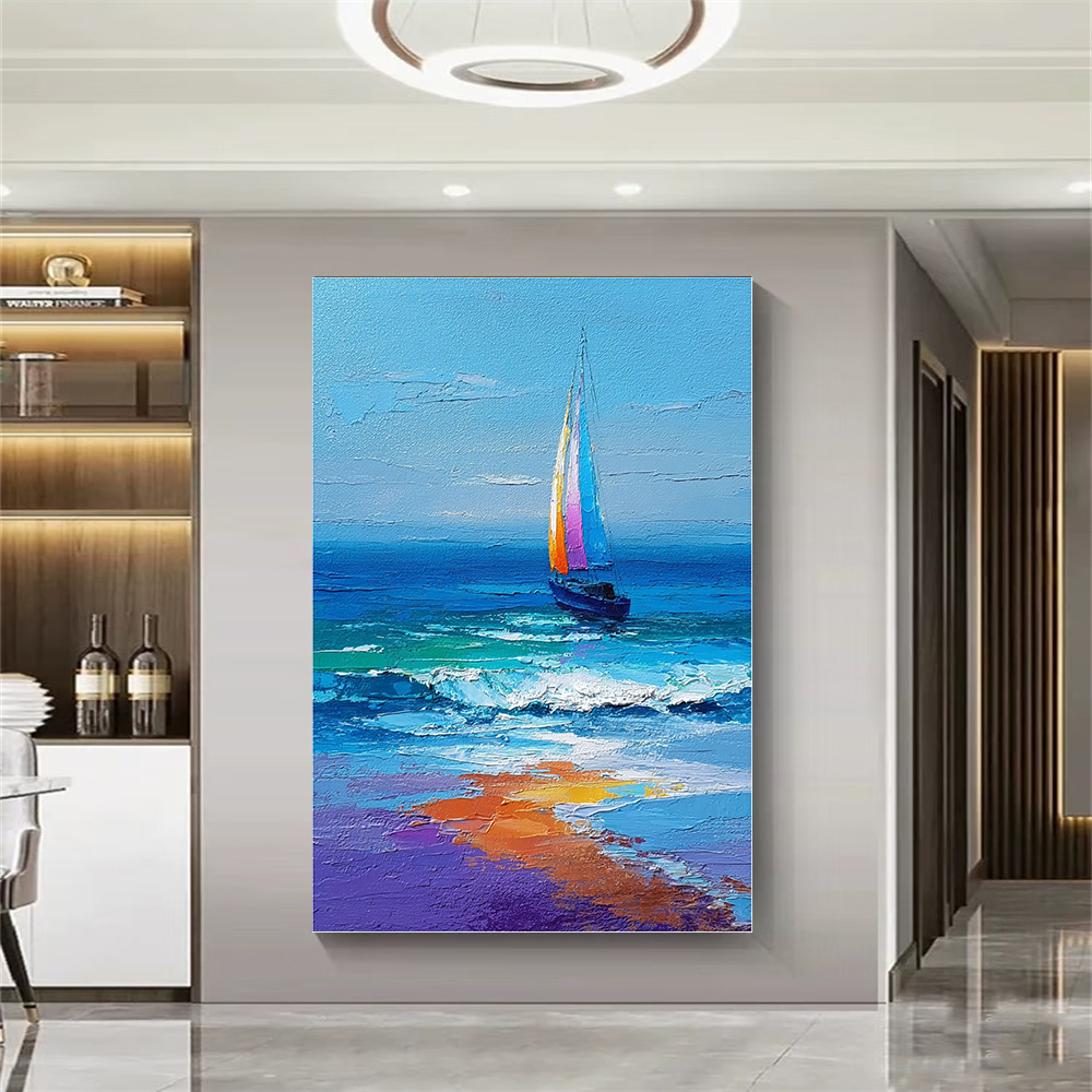 Hand-Painted Sailboat Seascape – Home Decor Color Palettes recenzja i cena