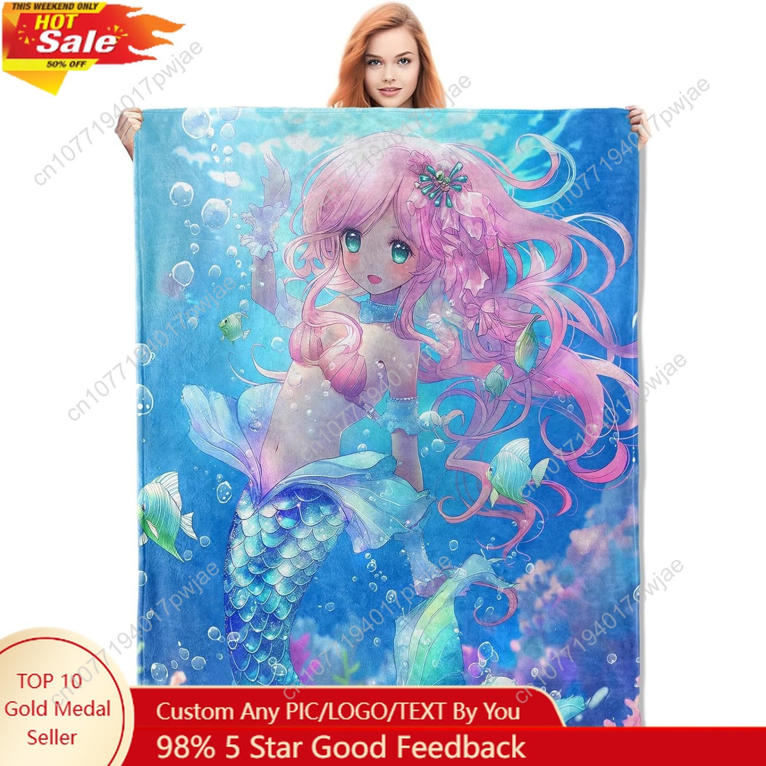 Cute Mermaid Blanket Cartoon F – Home Decor Sofa recenzja i cena