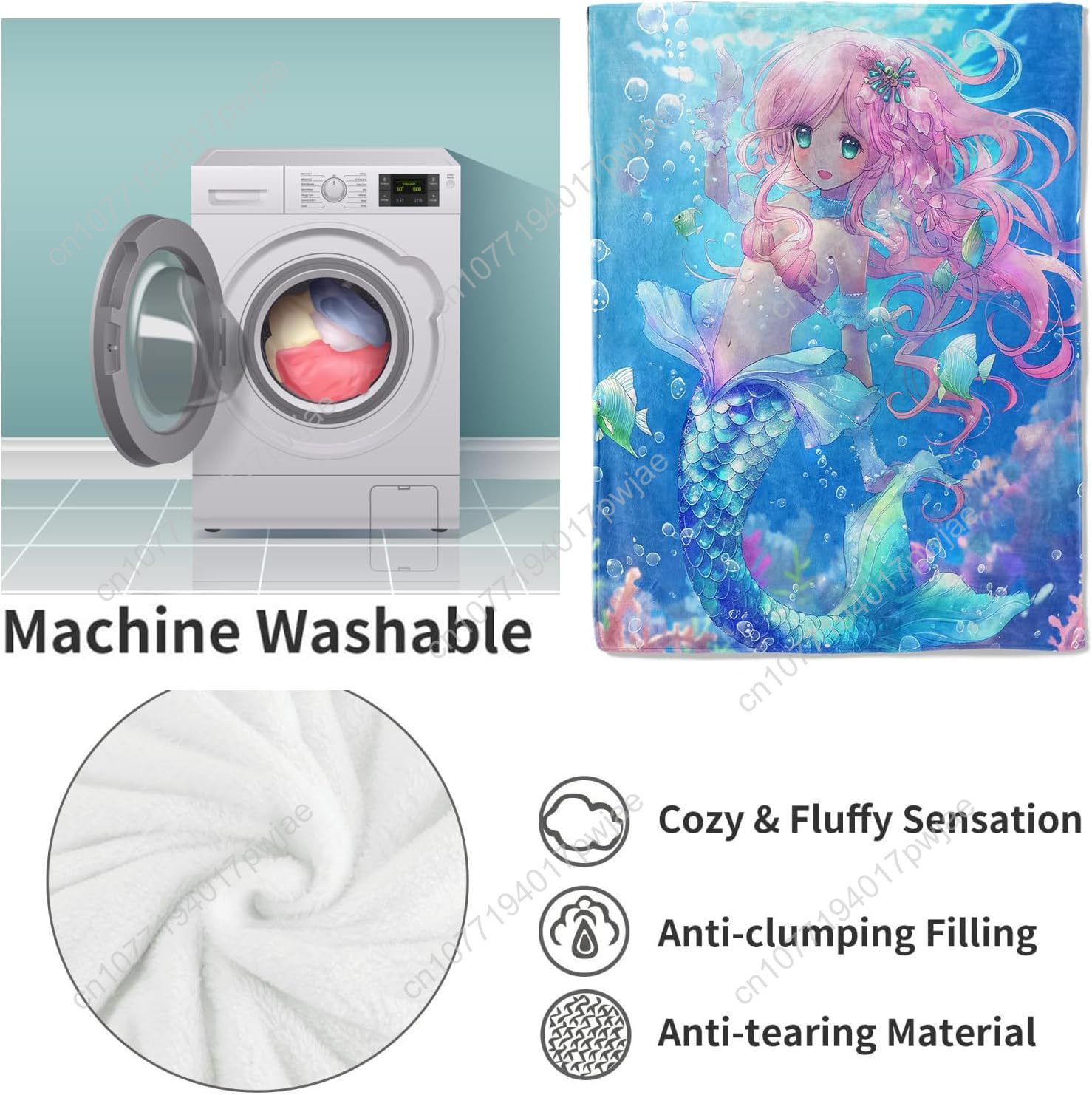 Cute Mermaid Blanket Cartoon F – Home Decor Sofa recenzja i cena