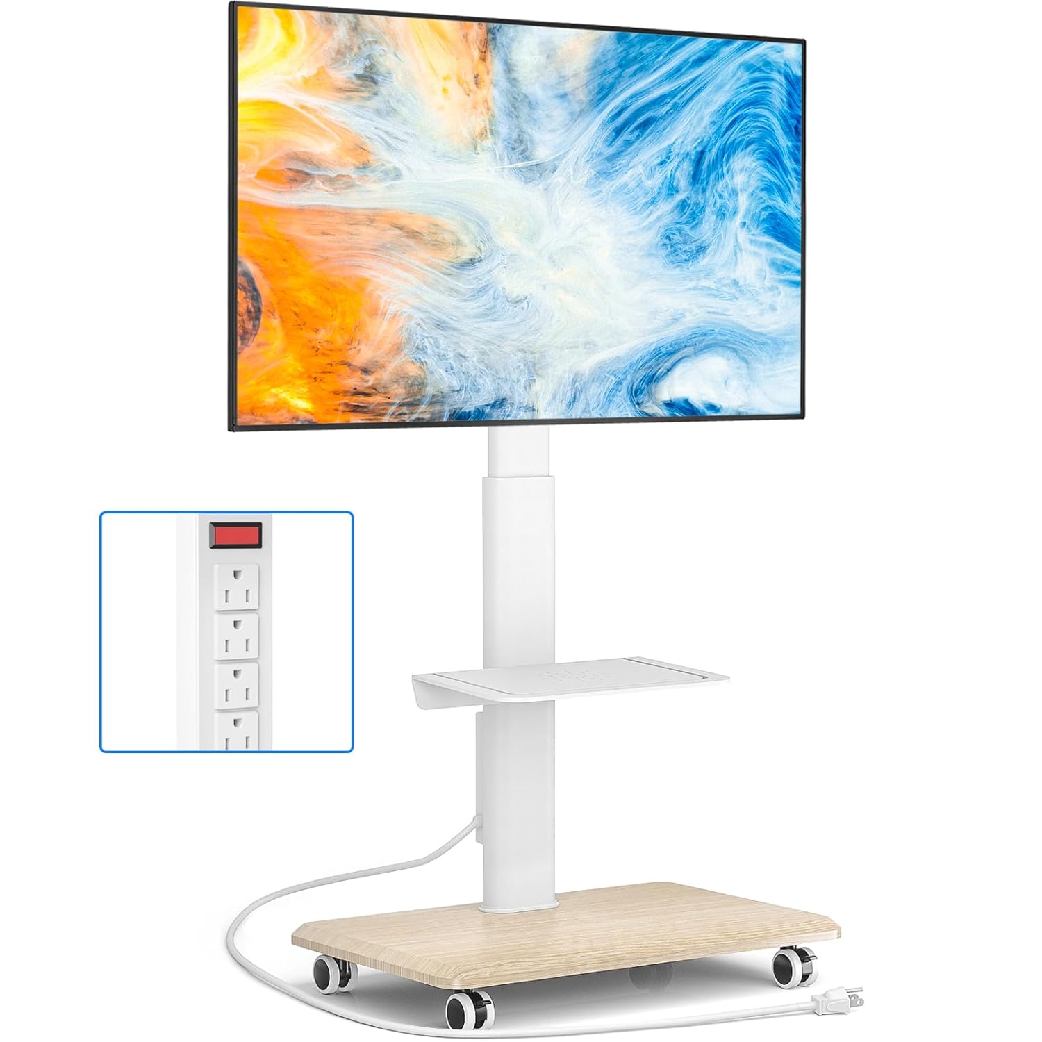 Sleek Rolling TV Stand With Po – Home Decor On Wheels recenzja i cena