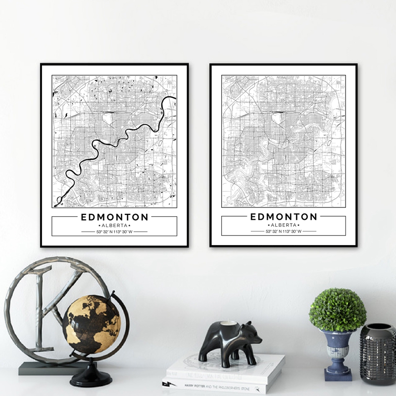 Edmonton Alberta Map Black Whi – Home Decor Canada recenzja i cena