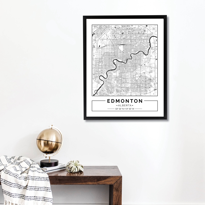 Edmonton Alberta Map Black Whi – Home Decor Canada recenzja i cena