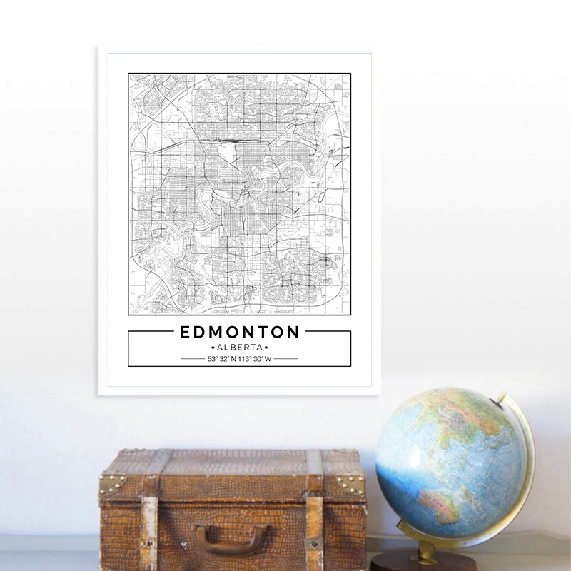 Edmonton Alberta Map Black Whi – Home Decor Canada recenzja i cena