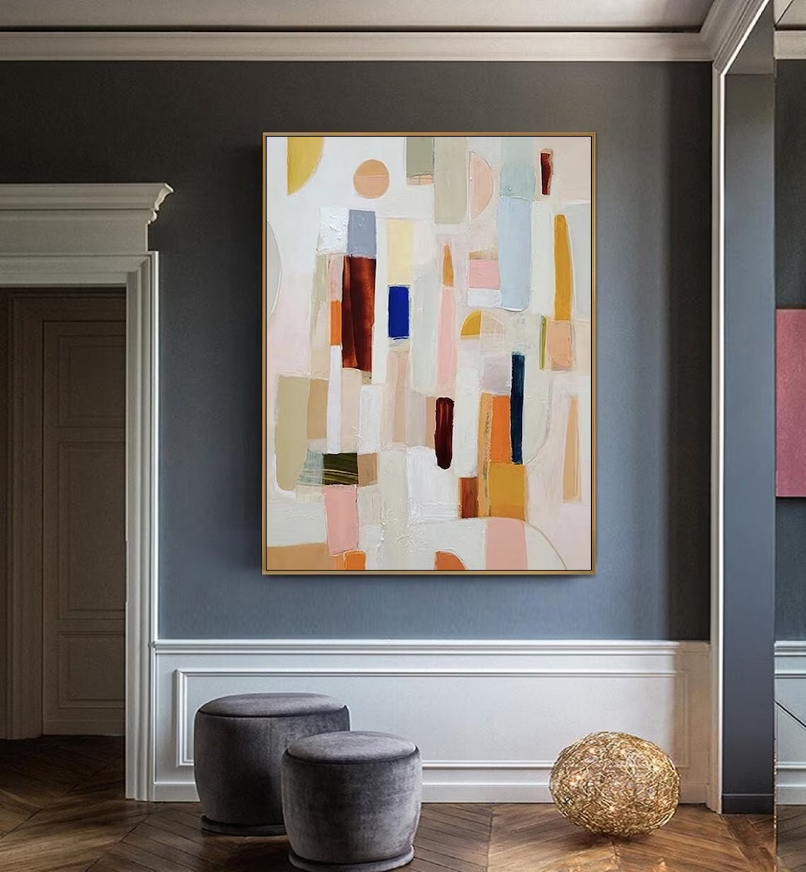 Neutral color abstract paintin – Abstract Oil Painting recenzja i cena